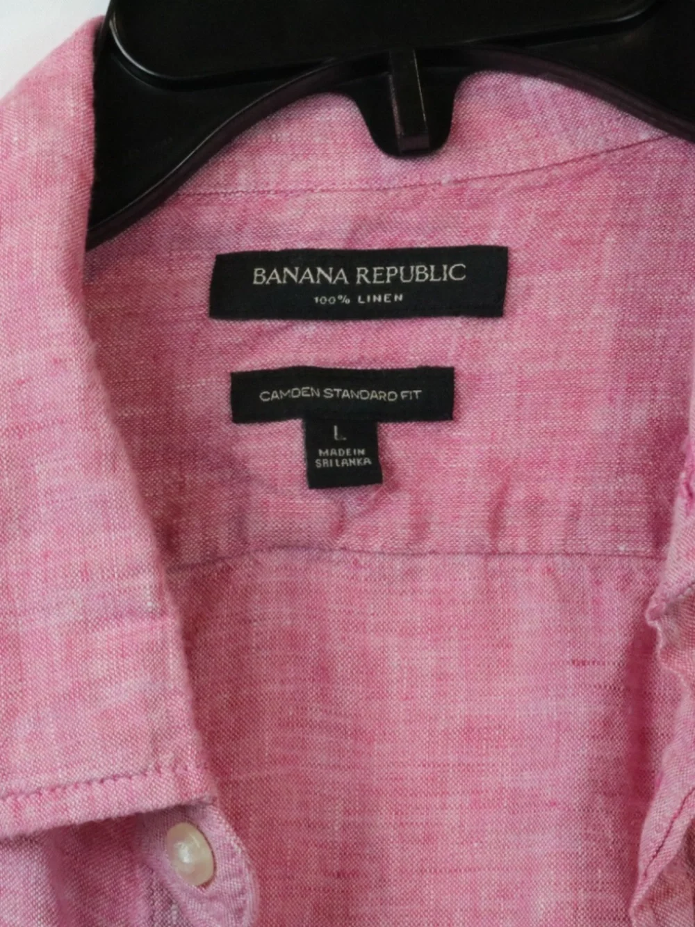 Banana Republic Shirt Mens Large Pink 100% Linen Camden Standard Fit Button Down
